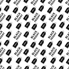 Black Friday sale seamless pattern with discount price tags
