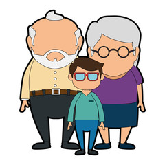 couple of grandparents with grandson avatars characters vector illustration design