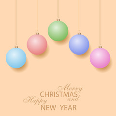 Colorfull Christmas balls. Holiday decoration for Christmas and New Year. Vector illustration