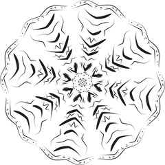 Vector Beautiful Deco Monochrome Contour Mandala, Patterned Design Element, Ethnic Amulet