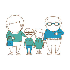 couple of grandparents with grandchildren avatars characters vector illustration design