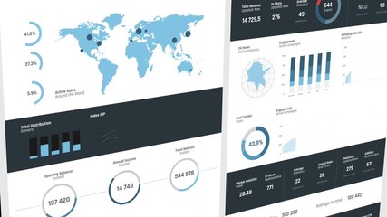 Company financial situation monitored on screen, data changing, live statistics. Financial statistics monitored on screen
