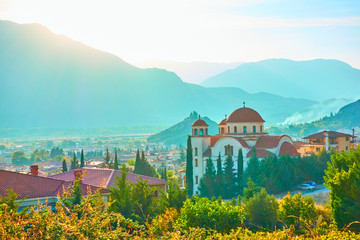 Rural landscape with Greek orthodox church