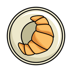 dish with croissant icon vector illustration design