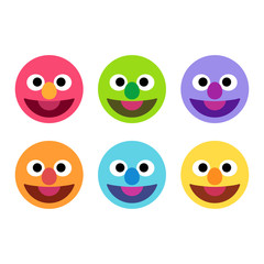 Funny cartoon faces set