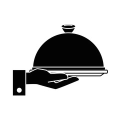 hand with tray server isolated icon vector illustration design