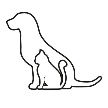 contour of cat and dog on white background