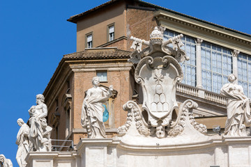 Fototapeta na wymiar Architectural detail of St. Peter's Basilica at Saint Peter's Square, Vatican, Rome, Italy