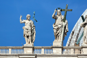 Architectural detail of St. Peter's Basilica at  Saint Peter's Square, Vatican, Rome, Italy