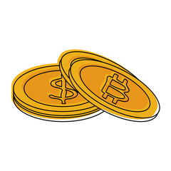 Bitcoins virtual money exchange icon vector illustration graphic design
