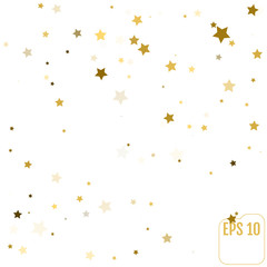 Fototapeta na wymiar Confetti cover from gold stars. Modern vignette. Design element, special effect on white background.