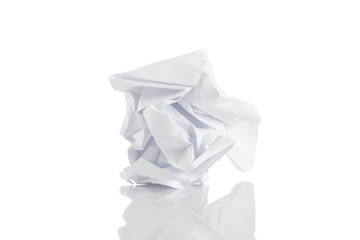 Crumbled paper over white background