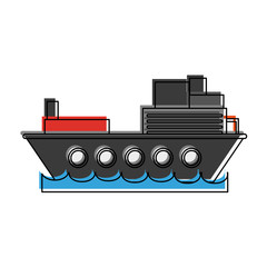 Freigther ship boat icon vector illustration graphic design