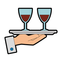 tray with wine cups vector illustration design