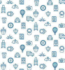 Seamless pattern with travel line icons.