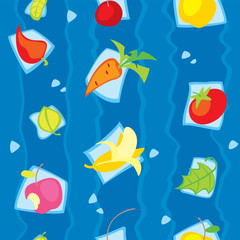 Vegetarian vegetables and fruits seamless pattern