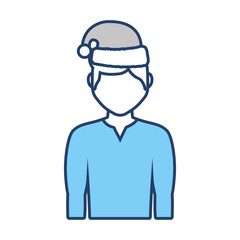 avatar man with christmas hat icon over white background colorful design  vector illustration