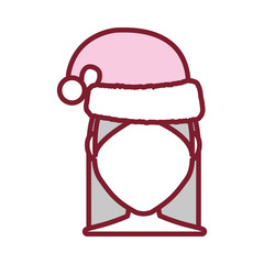 avatar woman with christmas hat icon over white background vector illustration