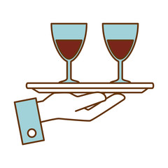 tray with wine cups vector illustration design