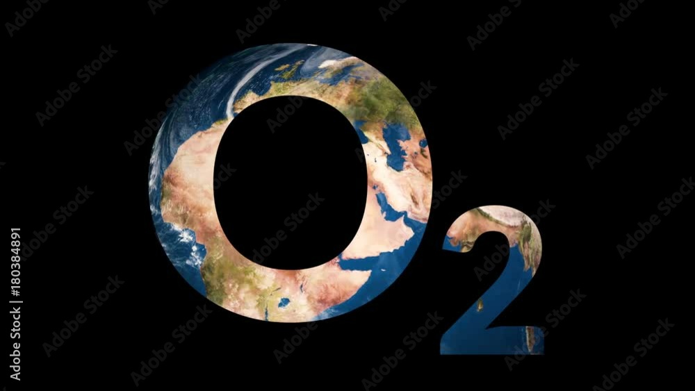 Wall mural text o2 oxygen revealing turning earth globe