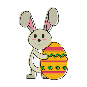 Bunny with easter egg icon vector illustration graphic design