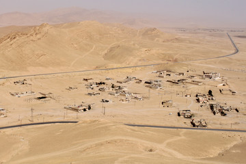 Fototapeta na wymiar Panoramic view from the castle in the ancient city of Palmyra on syrian desert