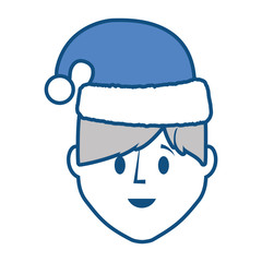 Obraz na płótnie Canvas cartoon man with christmas hat icon over white background vector illustration