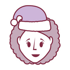 cartoon woman with christmas hat icon over white background vector illustration