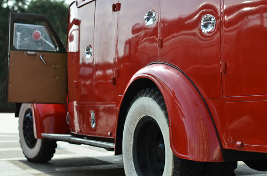 Old Fire Engine With Open Door