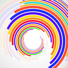 Abstract background of colorful circles with lines, technology backdrop