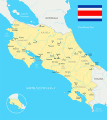 Costa Rica Map - Detailed Vector Illustration