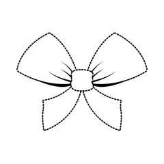 flat line uncolored christmas bow  sticker over white background  vector illustration