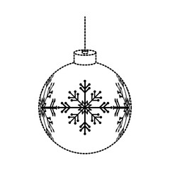 flat lien uncolored christmas ball sticker  over white background  vector illustration