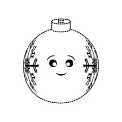 flat lien uncolored christmas ball sticker  over white background  vector illustration