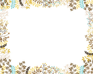 Autumn vector floral border in muted colors with copy space for text``