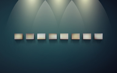 Obraz premium Row of shelves for displaying on dark wall