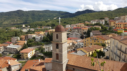 campanile e chiesa  di paese