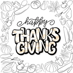 Foto op Plexiglas Hand drawn Thanksgiving typography poster. Celebration lettering quote. © Artlana