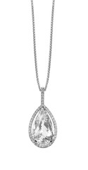 Diamond necklace pendant drop pear shape gemstone halo necklace on a chain