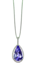 Purple Tanzanite Amethyst Diamond drop pear shape gemstone halo necklace on a chain