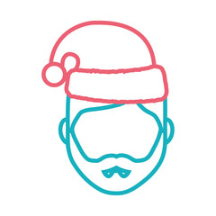 avatar man with christmas hat icon over white background colorful design  vector illustration