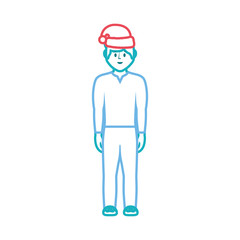 man standing with christmas hat icon over white background vector illustration