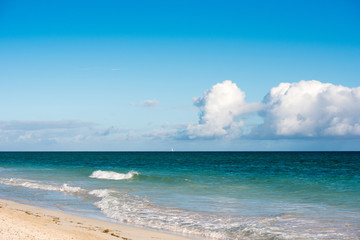 View of the sandy beach, Varadero, Matanzas, Cuba. Copy space for text.