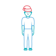 man standing with christmas hat icon over white background vector illustration