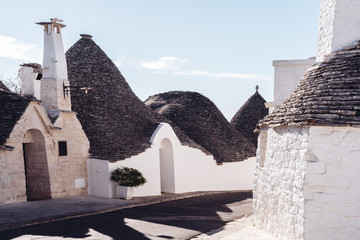 Alberobello typical Trullo houses made by volcanic stones