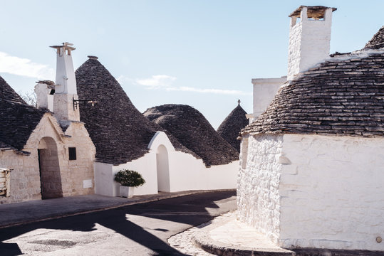 Alberobello typical Trullo houses made by volcanic stones