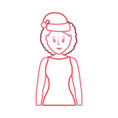 cartoon woman with christmas hat icon over white background vector illustration
