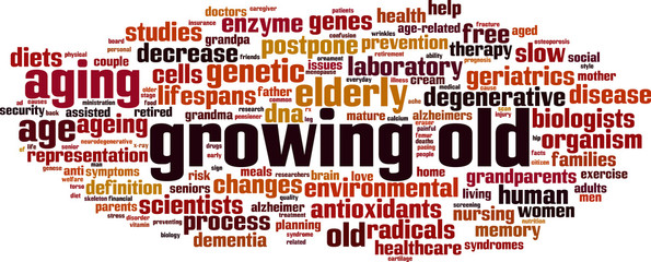 Growing old word cloud