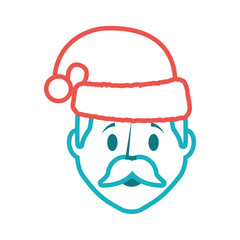 cartoon man with christmas hat icon over white background vector illustration