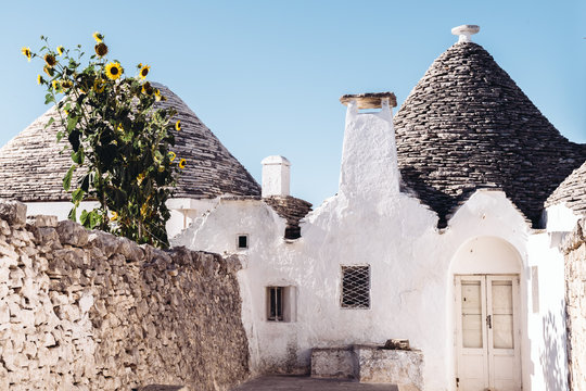 Alberobello typical Trullo houses made by volcanic stones